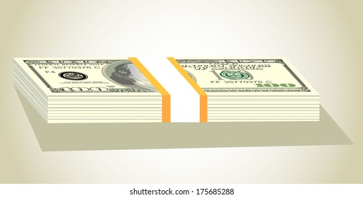 Stack of money american hundred dollar bills 