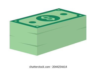 pila de facturas de dinero sobre fondo blanco