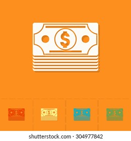 Stack of Money. Business and Finance, Single Flat Icon. Simple and Minimalistic Style. Vector