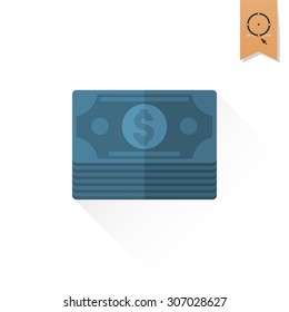 Stack of Money. Business and Finance, Single Flat Icon. Simple and Minimalistic Style. Vector