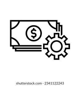 stack of money with cogwheel icon vector