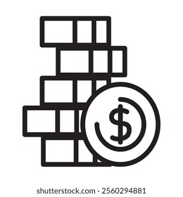 stack of money coins icon line isolated