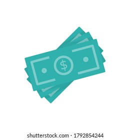 Stack of money dollar icon in flat style vector illustration isolated on white