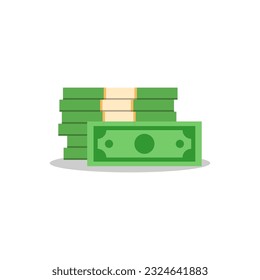 Stack of Money. Dollars banknotes. Cash money. Vector illustration