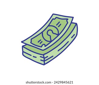 A stack of money. Dollars line and fill style icon design, Money finance commerce market payment invest and buy theme Vector illustration
