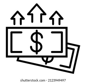 Stack of money flat icon. Dollar pictogram for web. Line stroke. Cash isolated on white background. Vector eps10