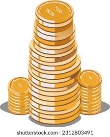 Stack of money gold coins. Vector illustration.
