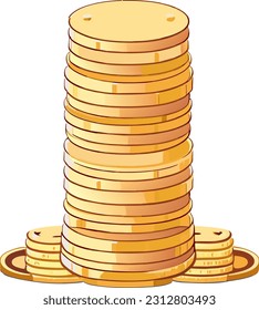 Stack of money gold coins. Vector illustration.
