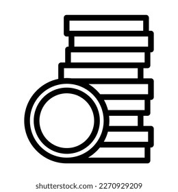 Stack Geld Gold Linie Symbol Vektorgrafik. Stack-Geld-Goldzeichen. isoliertes Kontursymbol