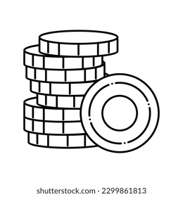 stack money gold line icon vector. stack money gold sign. isolated contour symbol black illustration