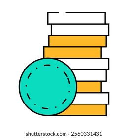 stack money gold line icon vector. stack money gold sign. isolated symbol illustration