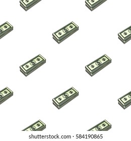 Stack of money icon in cartoon style isolated on white background. Money and finance pattern stock vector illustration.