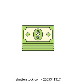 Stack Of Money icon in color, isolated on white background 