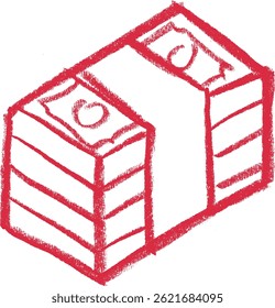 Pila De Icono De Dinero Crayón Tiza Vector De Dibujo