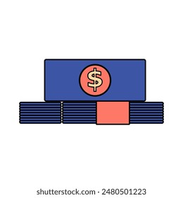 Stack of Money. Illustration of Cash, Wealth, and Finance