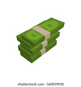 stack of money isolated. pile of cash on white background