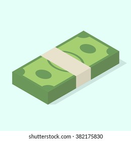 Stack of money. Isometric vector illustration