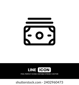 Stack of money line icon pixel perfect | Vector outline illustration