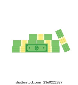 Stack of money. Pile of dollars. Banknotes heap. Vector illustration in a modern flat style isolated on white background.