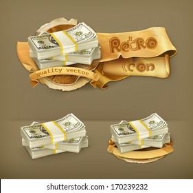 Stack of money, vector icon