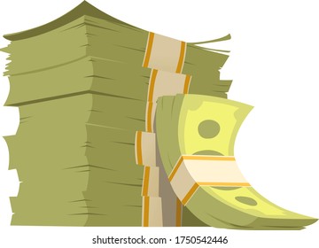 Pila de dinero. Ilustración del vector aislada en blanco