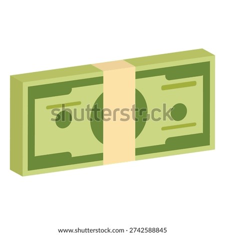 Stack of Money Wealth, Finance and Prosperity Concept. Isometric pile of cash bills icon