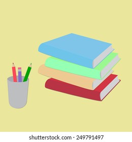 Stack of multi colored books