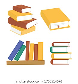 Stack of multi colored books. Vector illustration.