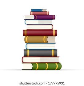 Stack of multi colored books vector illustration