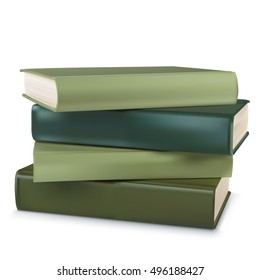 Stack of multi green books