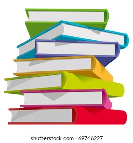 Stack of Multicolor Books on White Background. Vector Illustration