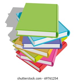 Stack of Multicolor Books on White Background. Vector Illustration