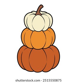 Stack of Multicolored Pumpkins Illustration