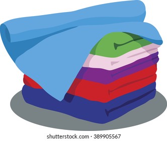 A stack of multi-colored terry towels