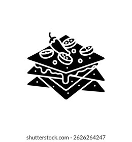 Stack of Nachos with Melted Cheese and Jalapenos Icon