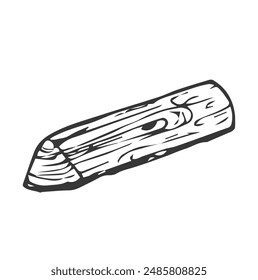 Stack of nature firewood. Line monochrome black sketch. Vector outline icon