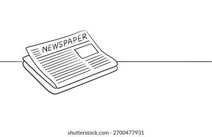 Stapel von Zeitungen, durchgehende Linie Zeichnung. Neuigkeiten, Magazinumrisse. Vektorgrafik