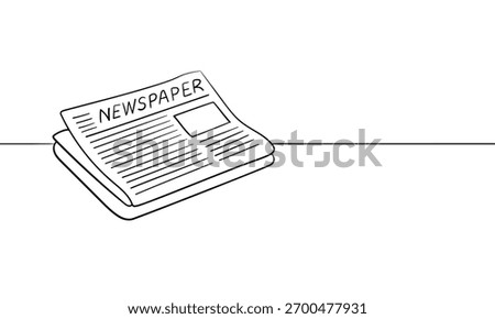Stack of news newspapers, continuous line drawing. News, magazine outline. Vector illustration