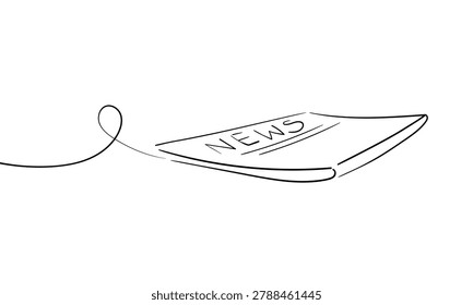 Stack of newspapers, continious line drawing. News, magazine outline. Vector illustration