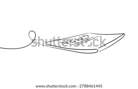 Stack of newspapers, continious line drawing. News, magazine outline. Vector illustration