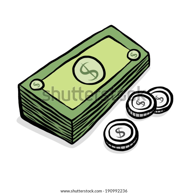 Stack Note Bank Coins Cartoon Vector Stock Vector (Royalty Free ...