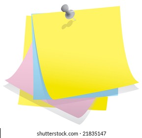 Stack of note paper with pin