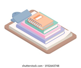 stack of notebooks on white