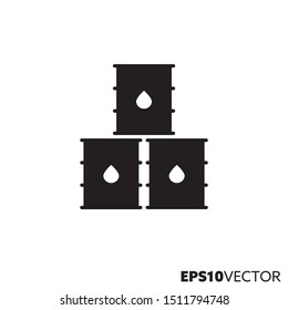 Pila de barriles de petróleo icono de glifo. Símbolo de energía y combustibles fósiles. Ilustración de vectores planos de la industria del petróleo.