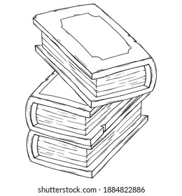 Stack of old book. Vector thick antique books. Damaged books.