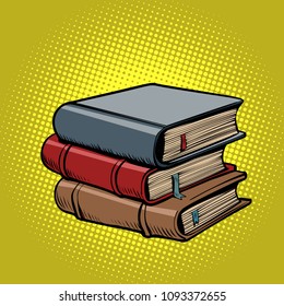 Stack Of Old Books. Comic Book Cartoon Pop Art Retro Illustration