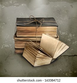 Stack Of Old Books, Old Style Vector