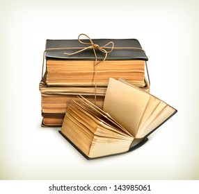 Stack Of Old Books, Vector