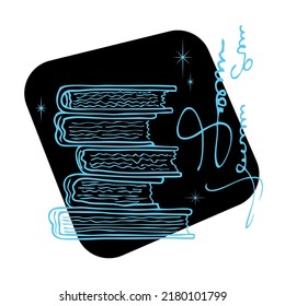 A stack of old books. Vector illustration on a black background.