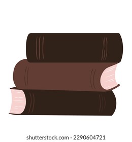 stack of old books. Vector illustration. Isolated on a white background. Leather-bound books. Science and literature.